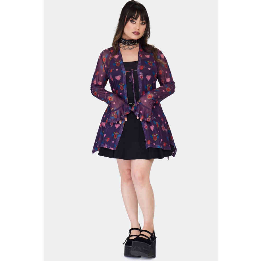 Jawbreaker - Alchemy Hearts Sheer Lange cardigan - Paars